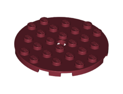 Plate, Round 6 x 6 with Hole, Dark Red (11213 / 6208726)