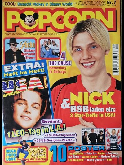 Popcorn Magazine Issue July 1998 Nick Carter, Backstreet Boys, Leonardo DiCaprio, Die Arzte, Michael