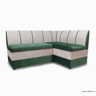 Кухонный Угловой диван "Форум-8" Зеленый/Слоновая кость Правый