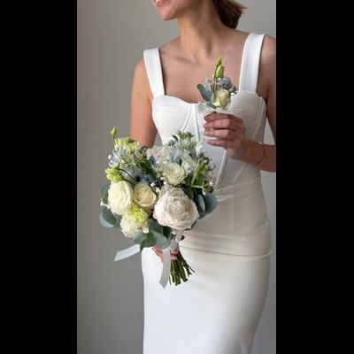 Букет невесты &amp; Бутоньерка № 1324