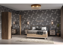 Композиция спальни КАРА (КАРА) Дуб Табачный Craft/Велюр