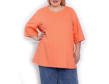 Женская удлиненная футболка  БОЛЬШОГО РАЗМЕРА Арт. 20411-0933 (цвет персиковый) Размеры 66-80