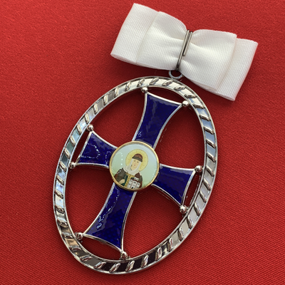 Орден Святой Ольги 2-й степени с бантом из муаровой ленты. Полноразмерная копия LUX. Лот № 65.