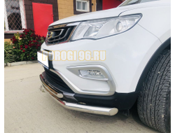 Защита переднего бампера двойная d60/42 для Geely Atlas 2018-