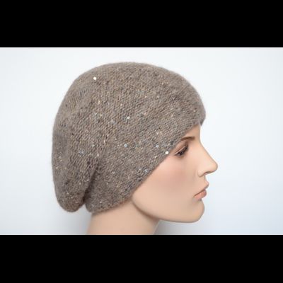 Ореховый меланжевый берет с украшениями Vizio Италия 6926