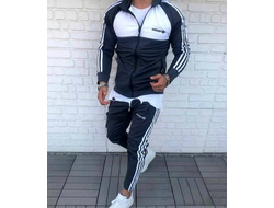 Спортивный мужской костюм Adidas (Адидас) серый с белым (46-52)