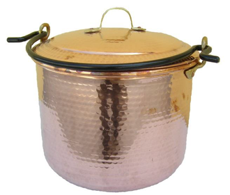 Медный котелок без лужения с крышкой Португалия (CopperCrafts) арт.1591