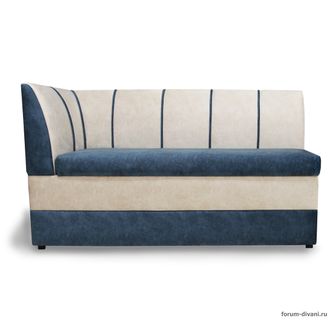 Кухонный ДИВАН "ФОРУМ-8" с боковой спинкой, Синий/Слоновая кость Левый