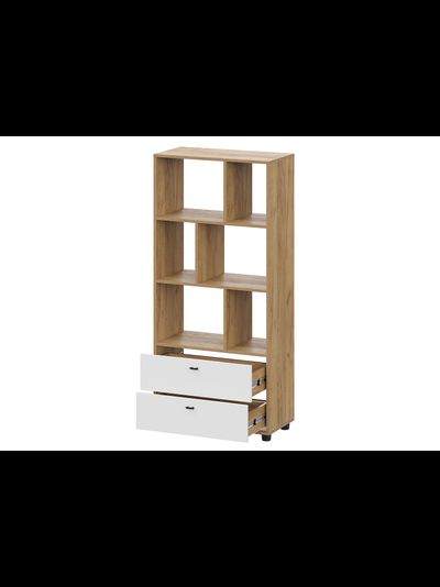 Милан Стеллаж Дуб Золотой/Белый Матовый