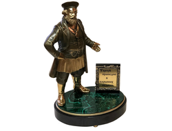 Кабинетная скульптура "Купец", бронза/малахит