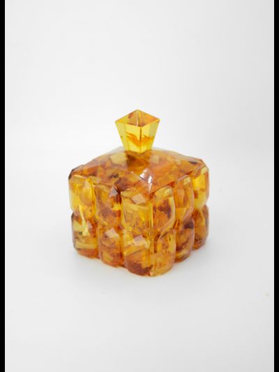 Шкатулка "Царская" со срезом янтаря