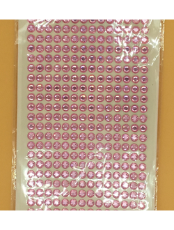 Стикеры для творчества,  стразы, 6 мм, цвет розовый