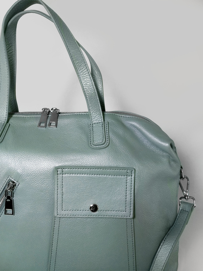 (АРТИКУЛ: 10157/1/5)СУМКА ЖЕНСКАЯ БОЛЬШАЯ, НАТУРАЛЬНАЯ КОЖА, ЦВЕТ  ГОЛУБОЙ "АКВАМАРИН"" С НЕБОЛЬШИМ ПЕРАМУТРОВЫМ БЛЕСКОМ, С ПЛЕЧЕВЫМ РЕМНЕМ