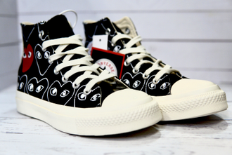 Кеды Converse Play Comme Des Garçons с сердечками черные