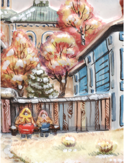 Городской сюжет первый снег (панно)