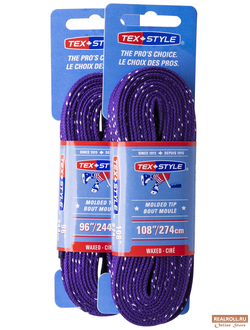 Шнурки для коньков Tex Style с пропиткой фиолетовые 2,44 м (пара) W923 1/36