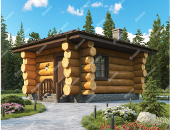 Сруб бани из бревна ручной рубки Кедр, 16 м2