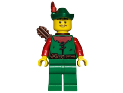 Forestman - Red, Green Hat, Red Feather, Quiver, Moustache, n/a (cas571)