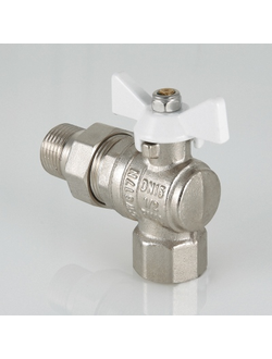 Кран шаровый VALTEC BASE угловой с полусгоном и белой ручкой 1/2 3/4 VT.228.NW