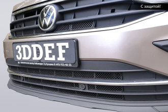 Защита радиатора (3DDEF сотовая) для Volkswagen Tiguan II (2020-н.в.) (верх+низ)