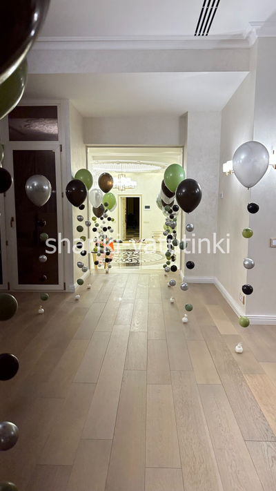 Оформление комнаты воздушными шарами цепочками с пузырями (50шт)