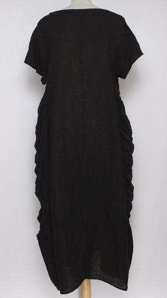 ПЛАТЬЕ БОХО ЛЬНЯНОЕ "ТЮЛЬПАН Буфы" бежевое, чёрное, хаки до р.48