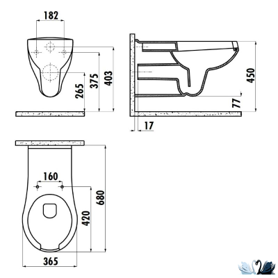 Унитаз CREAVIT BD320-11CB00E-0000, подвесной, белый, для людей с ограниченными возможностями