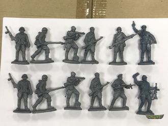 Красная армия 54 мм - 12 фигур (Серый пластикат)