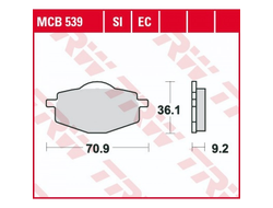 Тормозные колодки передние/задние TRW MCB539 для Yamaha (Organic Allround)