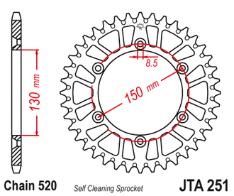 Звезда ведомая алюминиевая JT JTA251.50 (JTA251-50) (A251-50) для Yamaha Off Road