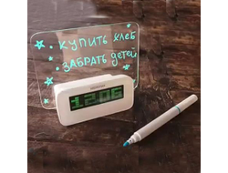 Часы-будильник настольные HighStar с доской и маркером для записей (Led зеленая подсветка)