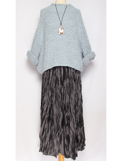 Юбка плотная шелковая "Жатая" серая, черная р.46-54