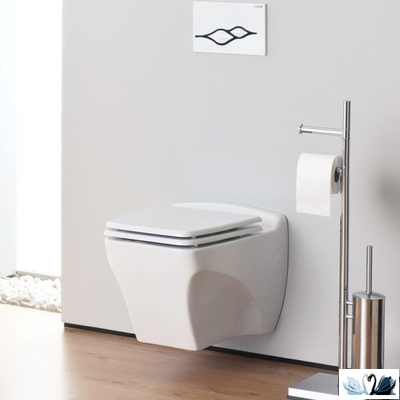 Унитаз подвесной Creavit Bull BL320.00100 в интерьере с кнопкой Creavit Ufo