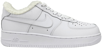 Nike Air Force 1 Low All White с мехом
