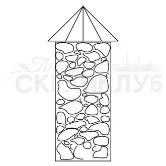 Штамп для скрапбукинга столбик с каменной кладкой и крышей