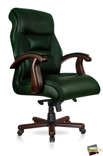 Кресло Прага, кожа/кож.зам. зеленый