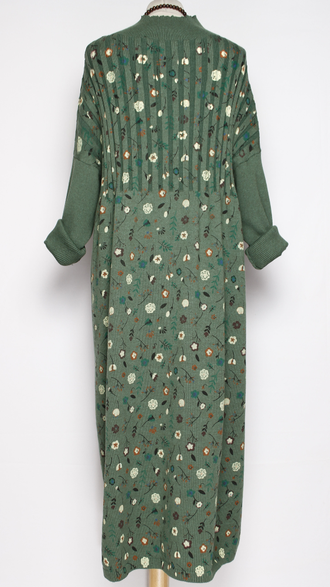 ПЛАТЬЕ БОХО хлопок "ПРОВАНС РУКАВ РЕЗИНКА" малахит р.52-56