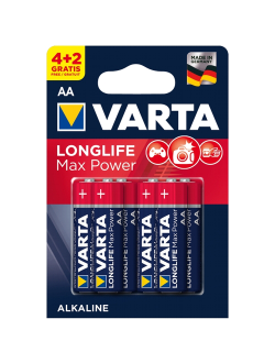 Батарейка AA щелочная Varta LR6-6BL Longlife Max Power (Max Tech 4706) в блистере 6шт.