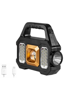 Фонарь светодиодный ручной #YD-2205A (АКБ/ USB в комплекте) аккумуляторный на солнечной батарее 6 режимов