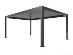 Алюминиевая пергола моторизированная отдельностоящая MK97 300*500*300 см с RGB подсветкой по контуру цвет серый