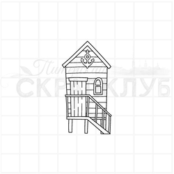 Штамп Спасательная вышка на пляже