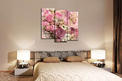 Модульная картина "Нежный букет. Пионы"