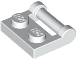 Plate, Modified 1 x 2 with Bar Handle on Side - Closed Ends, White (48336 / 4222017)