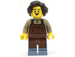 Tavern Keeper - Male, Reddish Brown Apron, Sand Blue Legs, Dark Brown Hair, n/a (cas578)