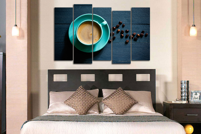 Модульная картина "Бирюзовая чашечка кофе"