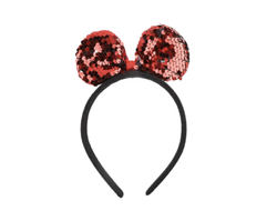 Ободок Мышка, с пайетками, Красный