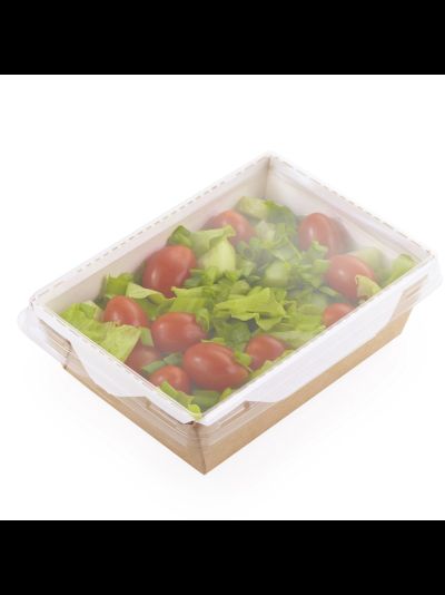 Салатник с прозрачной крышкой (крафт/бел) 800мл