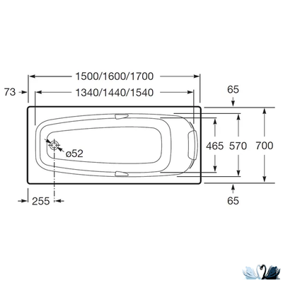 Акриловая ванна Roca Sureste ZRU9302787 160 х 70 см, прямоугольной формы