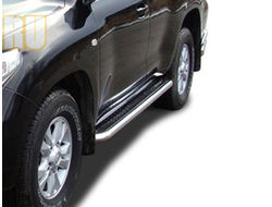 Пороги с накладным листом d76 для Toyota Land Cruiser 200 2007-2012