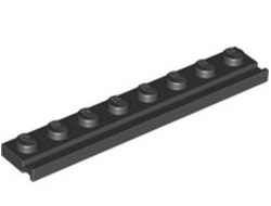 Plate, Modified 1 x 8 with Door Rail, Black (4510 / 4286009)